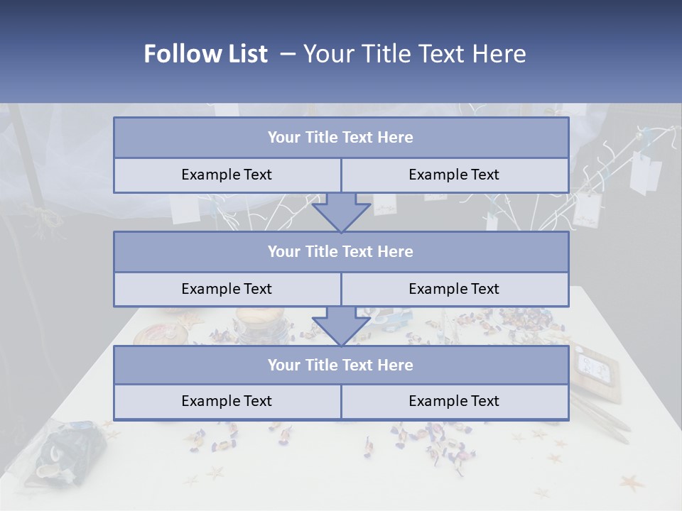 A Table Topped With Lots Of Items On Top Of A White Table PowerPoint Template
