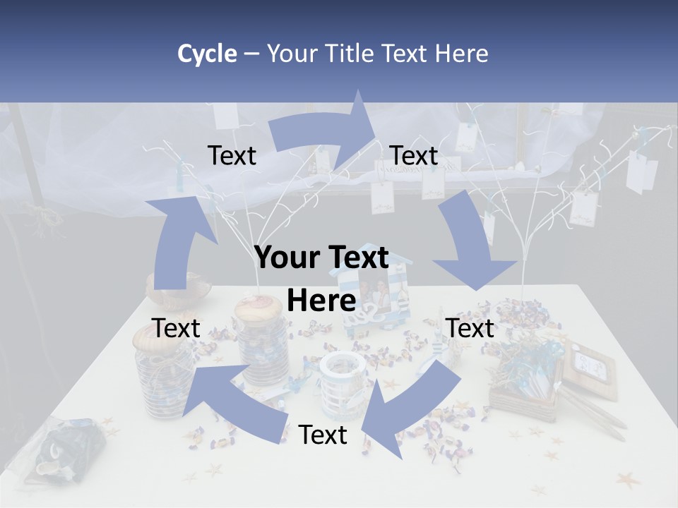 A Table Topped With Lots Of Items On Top Of A White Table PowerPoint Template