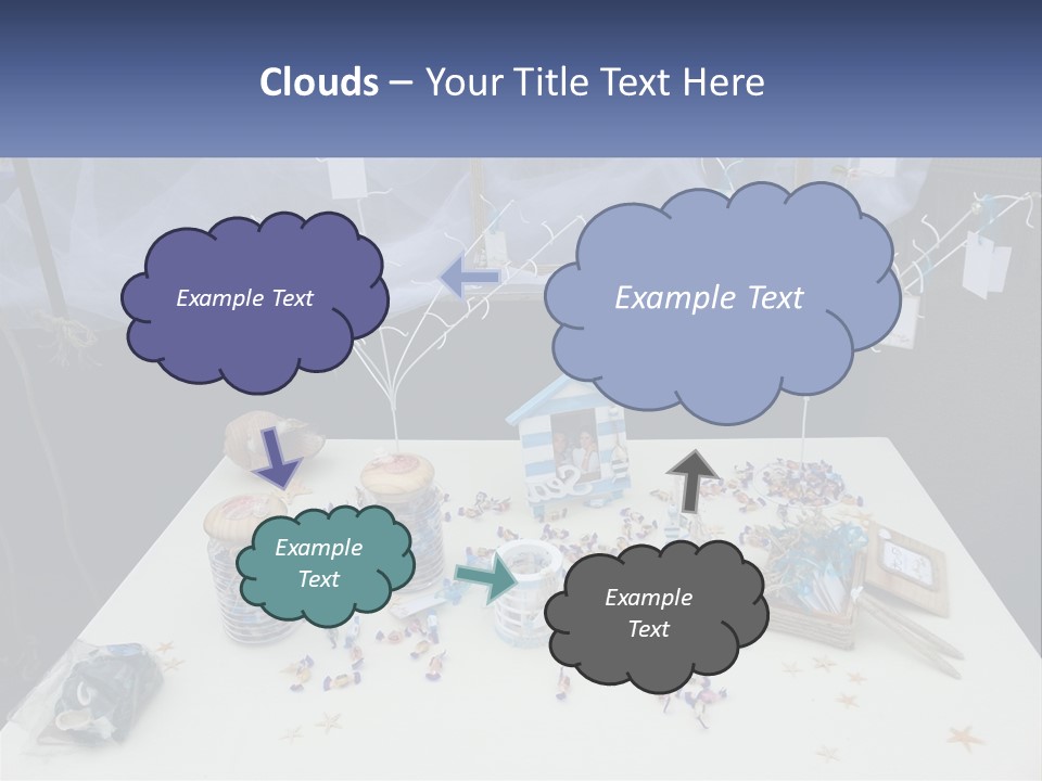 A Table Topped With Lots Of Items On Top Of A White Table PowerPoint Template