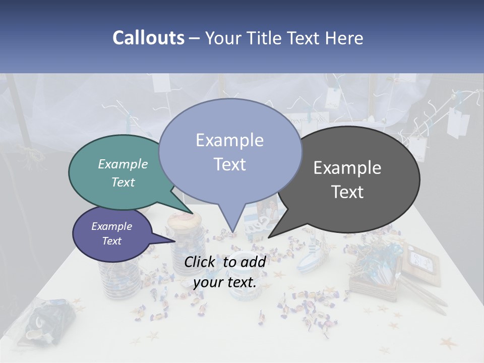A Table Topped With Lots Of Items On Top Of A White Table PowerPoint Template