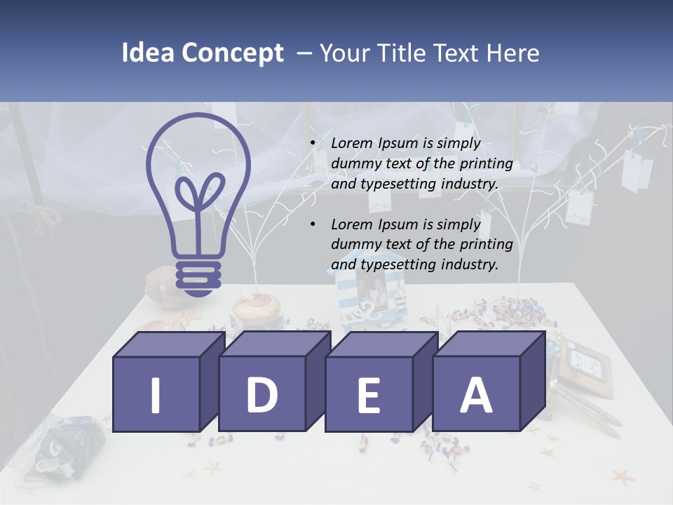 A Table Topped With Lots Of Items On Top Of A White Table PowerPoint Template