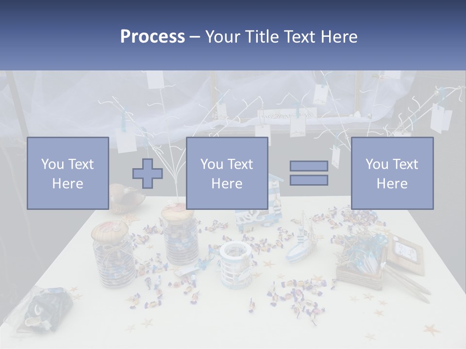 A Table Topped With Lots Of Items On Top Of A White Table PowerPoint Template