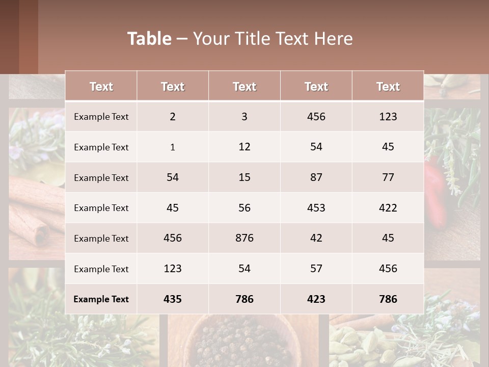 Table Peppercorns Peas PowerPoint Template