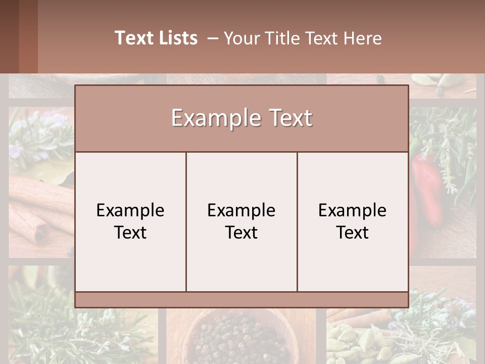 Table Peppercorns Peas PowerPoint Template