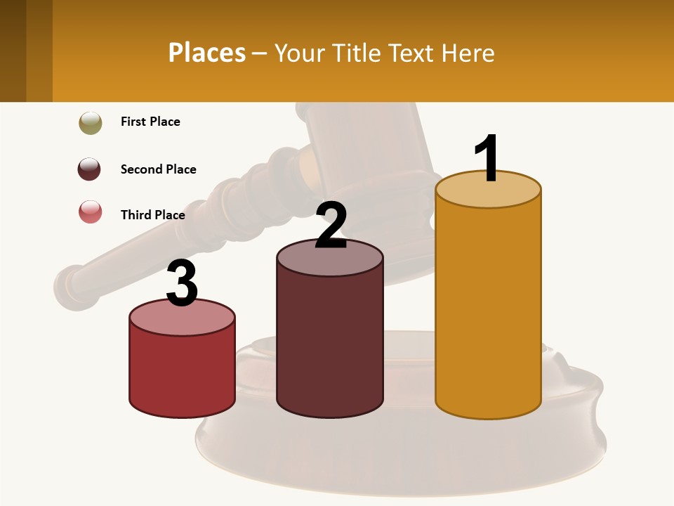 A Wooden Judge's Hammer Hitting A Wooden Table PowerPoint Template