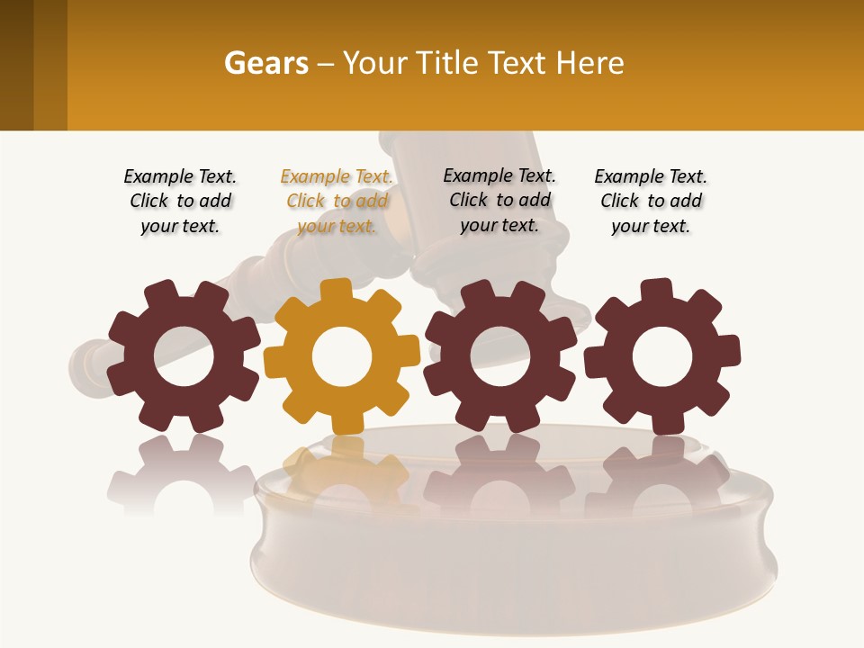 A Wooden Judge's Hammer Hitting A Wooden Table PowerPoint Template