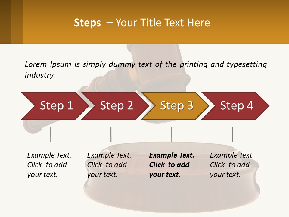 A Wooden Judge's Hammer Hitting A Wooden Table PowerPoint Template