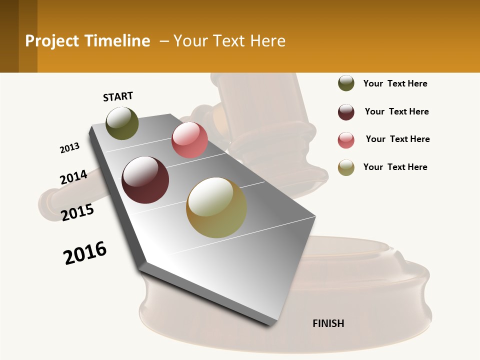 A Wooden Judge's Hammer Hitting A Wooden Table PowerPoint Template