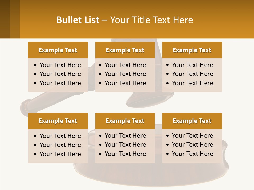 A Wooden Judge's Hammer Hitting A Wooden Table PowerPoint Template