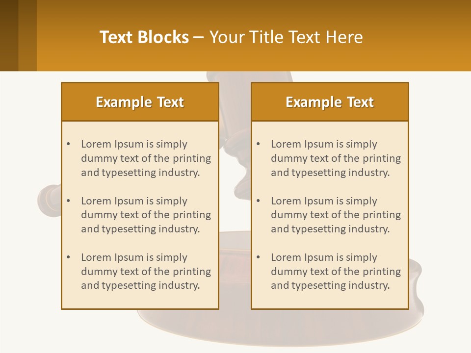 A Wooden Judge's Hammer Hitting A Wooden Table PowerPoint Template