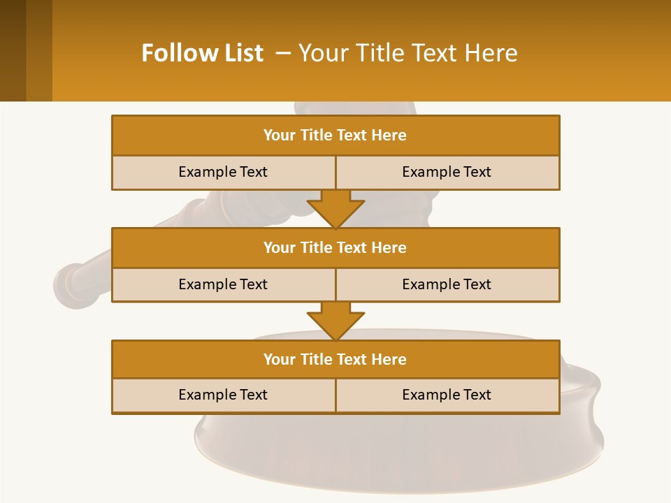 A Wooden Judge's Hammer Hitting A Wooden Table PowerPoint Template