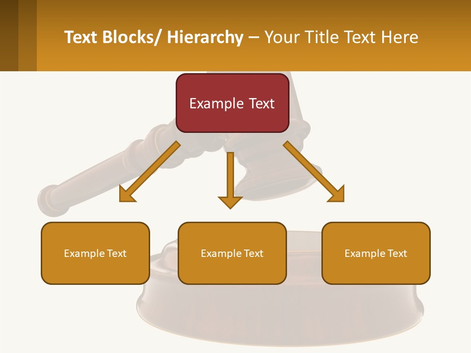 A Wooden Judge's Hammer Hitting A Wooden Table PowerPoint Template