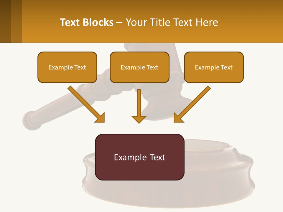 A Wooden Judge's Hammer Hitting A Wooden Table PowerPoint Template