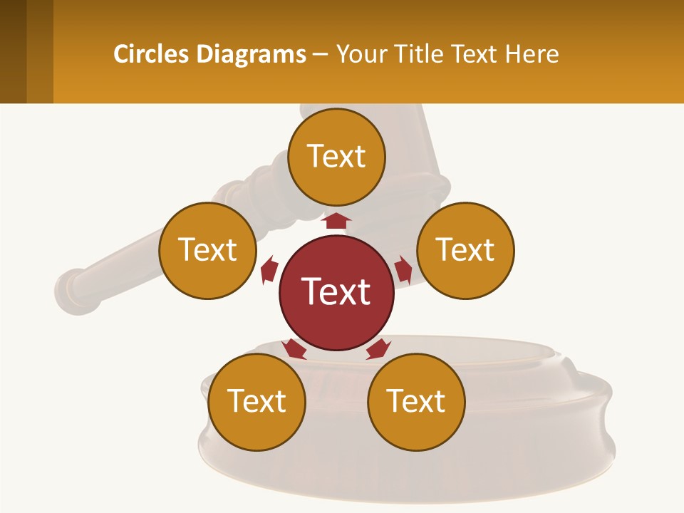 A Wooden Judge's Hammer Hitting A Wooden Table PowerPoint Template