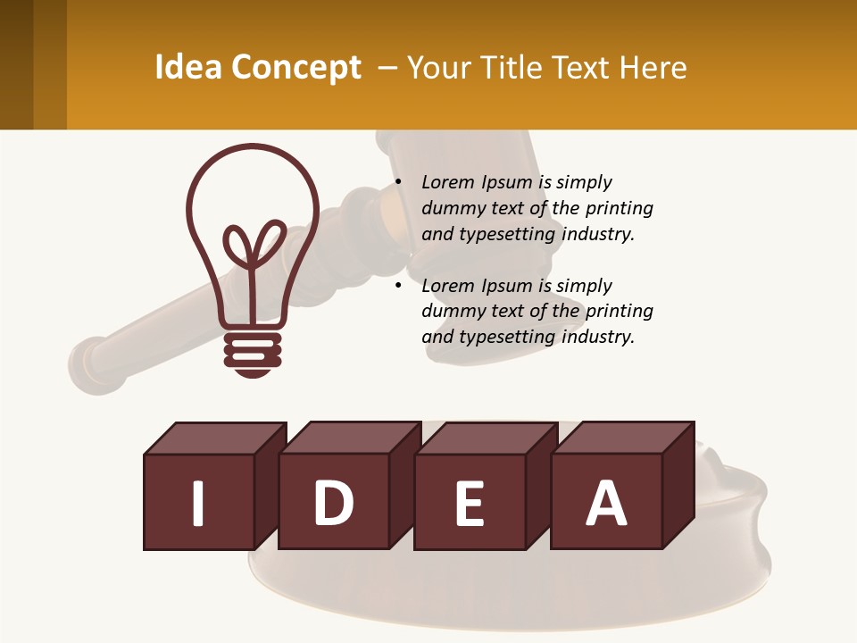 A Wooden Judge's Hammer Hitting A Wooden Table PowerPoint Template