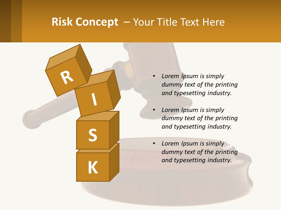 A Wooden Judge's Hammer Hitting A Wooden Table PowerPoint Template
