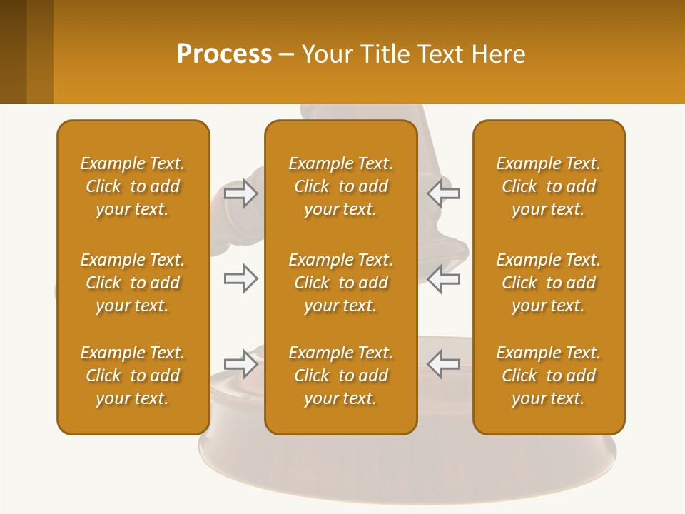 A Wooden Judge's Hammer Hitting A Wooden Table PowerPoint Template