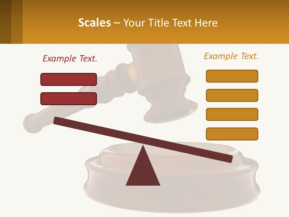 A Wooden Judge's Hammer Hitting A Wooden Table PowerPoint Template