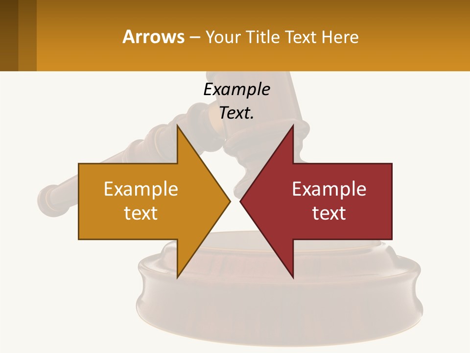 A Wooden Judge's Hammer Hitting A Wooden Table PowerPoint Template