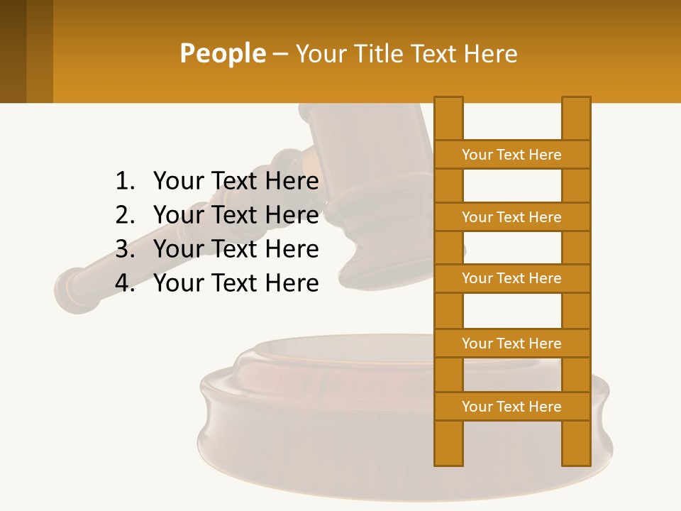 A Wooden Judge's Hammer Hitting A Wooden Table PowerPoint Template