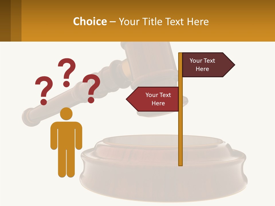 A Wooden Judge's Hammer Hitting A Wooden Table PowerPoint Template