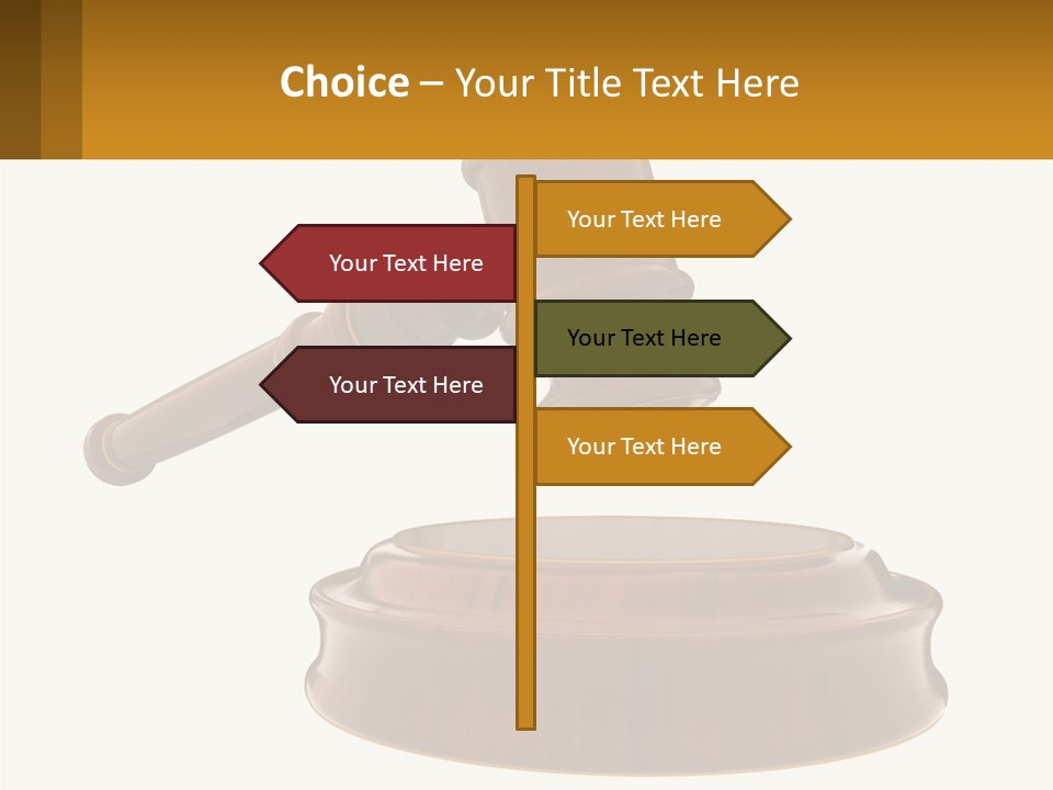 A Wooden Judge's Hammer Hitting A Wooden Table PowerPoint Template