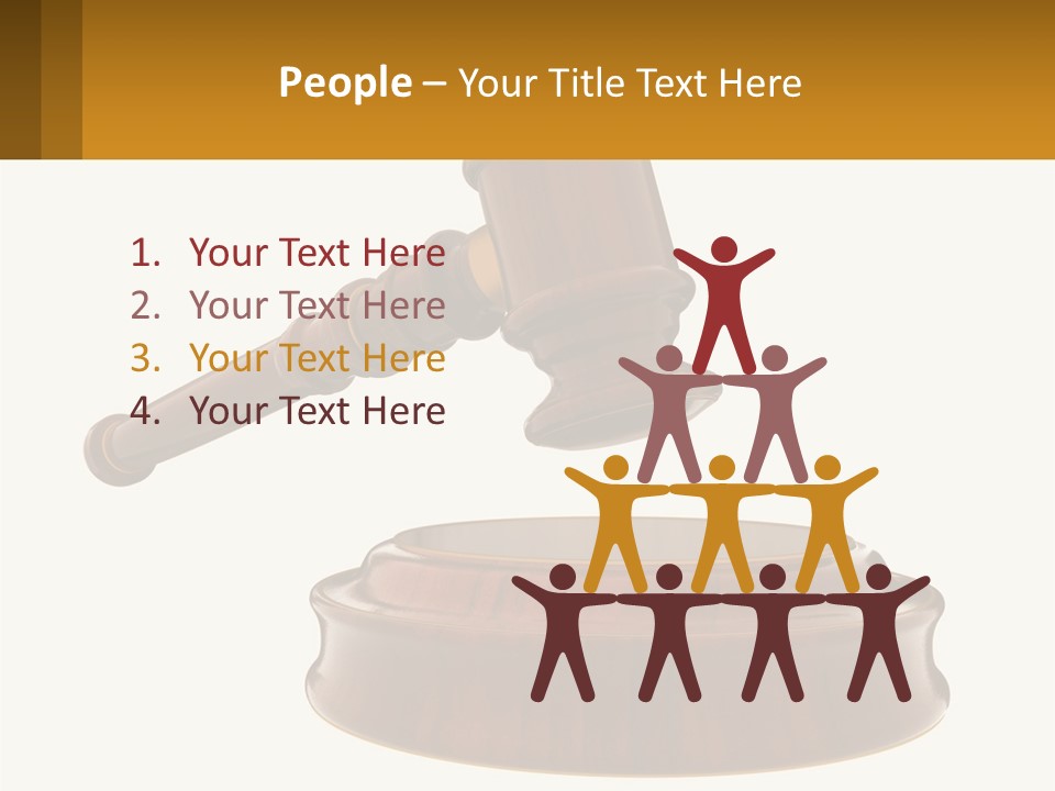 A Wooden Judge's Hammer Hitting A Wooden Table PowerPoint Template