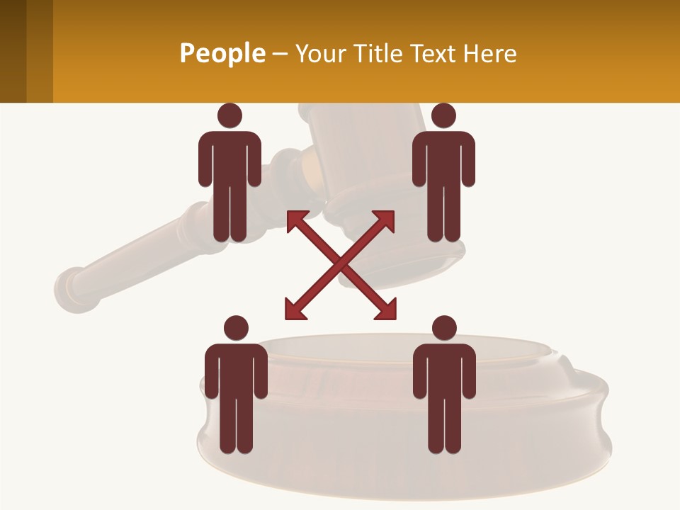 A Wooden Judge's Hammer Hitting A Wooden Table PowerPoint Template