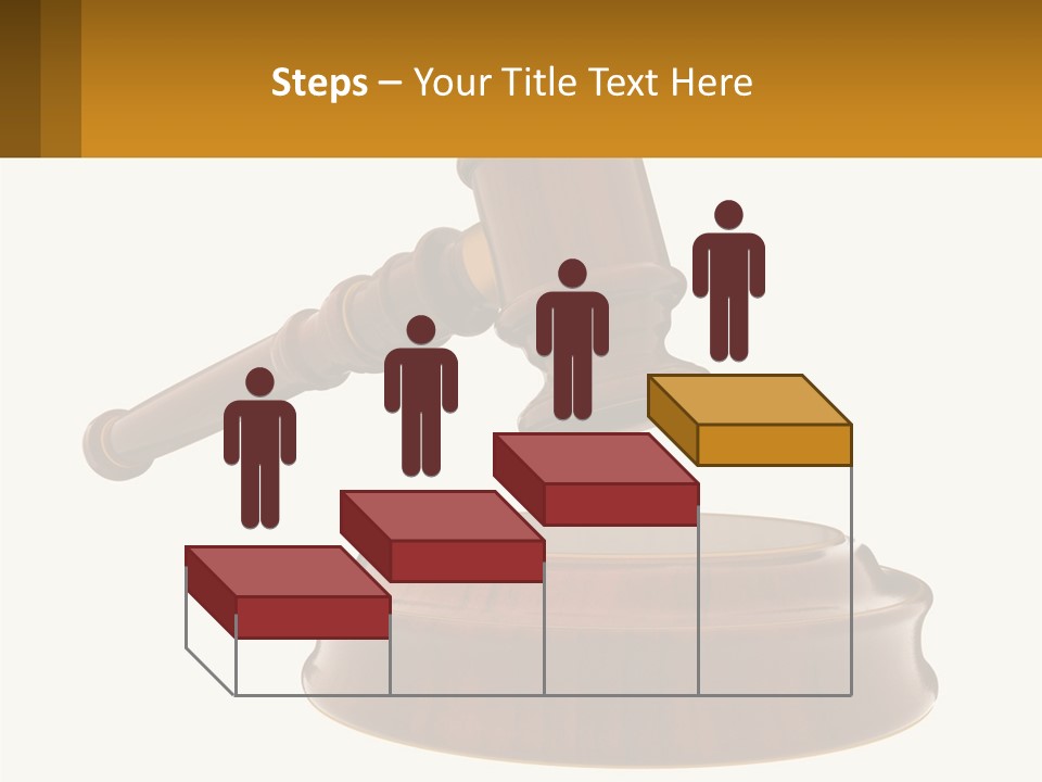 A Wooden Judge's Hammer Hitting A Wooden Table PowerPoint Template