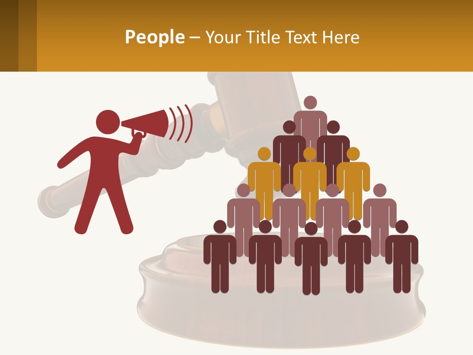 A Wooden Judge's Hammer Hitting A Wooden Table PowerPoint Template