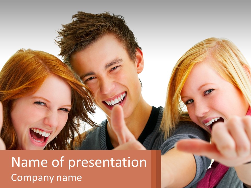 A Group Of Young People Pointing At The Camera PowerPoint Template