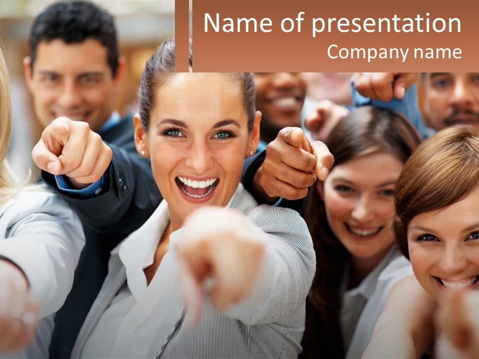 A Group Of People Pointing At The Camera PowerPoint Template