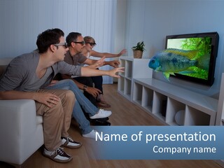 Family Caucasian Water PowerPoint Template