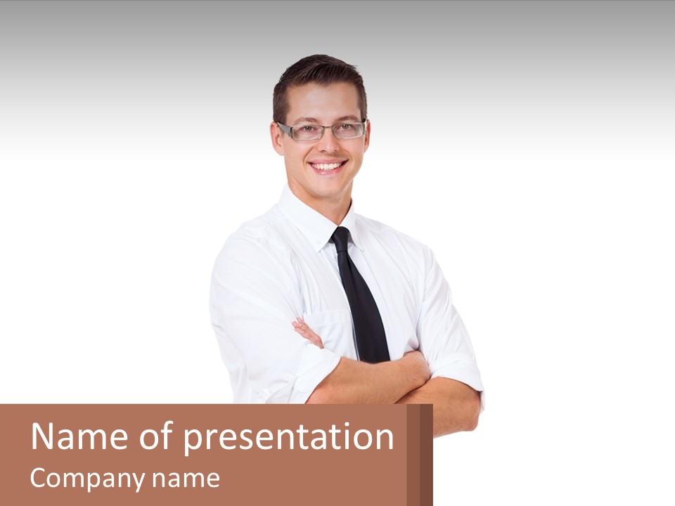 Sad Retired Standing PowerPoint Template