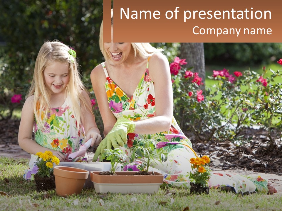 Woman Pots Floral PowerPoint Template