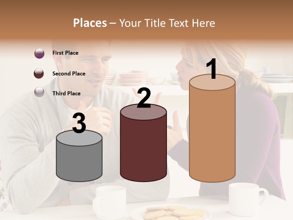A Man And Woman Sitting At A Table Talking PowerPoint Template