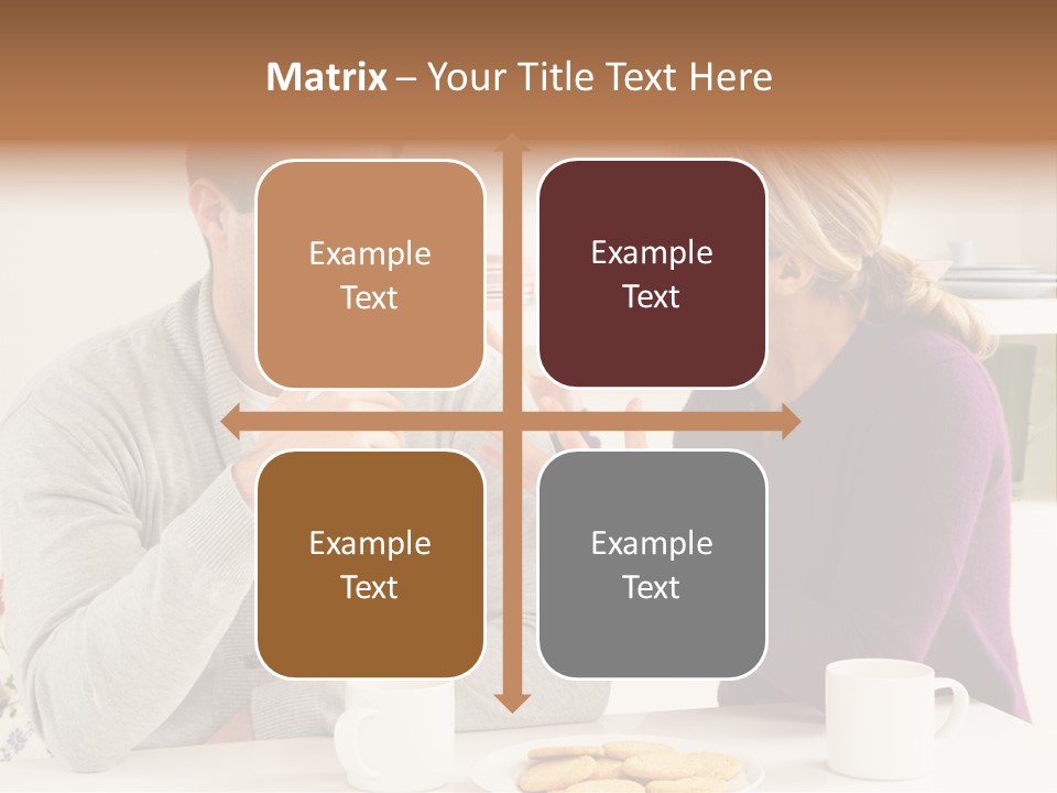 A Man And Woman Sitting At A Table Talking PowerPoint Template