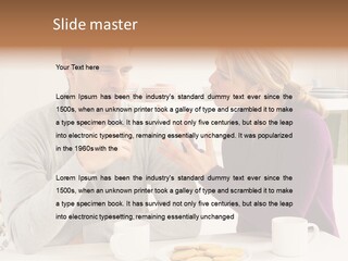 A Man And Woman Sitting At A Table Talking PowerPoint Template