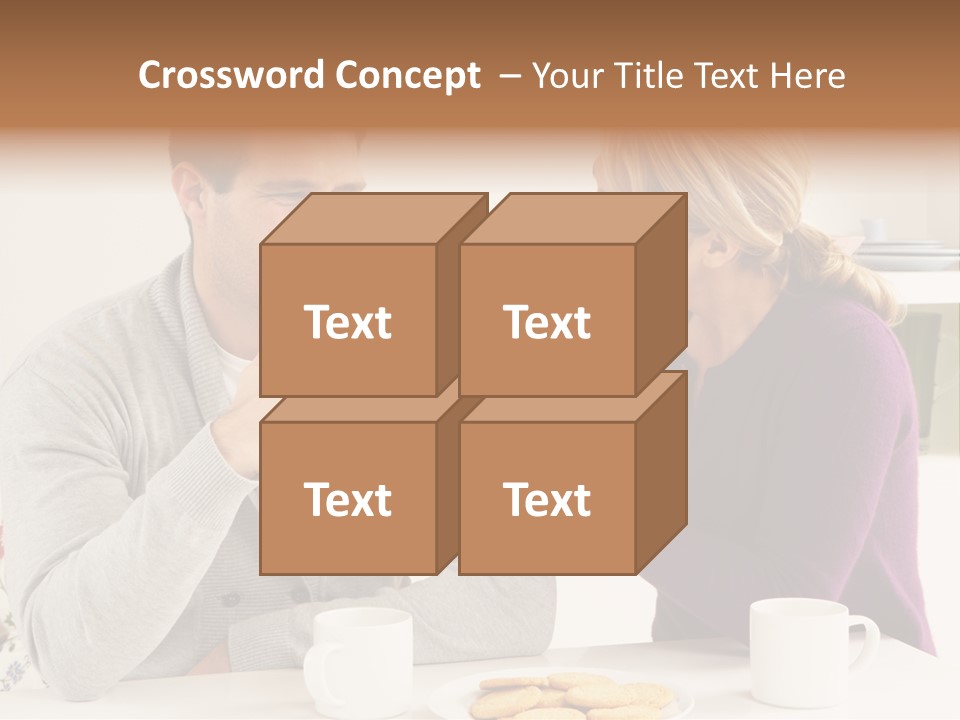 A Man And Woman Sitting At A Table Talking PowerPoint Template