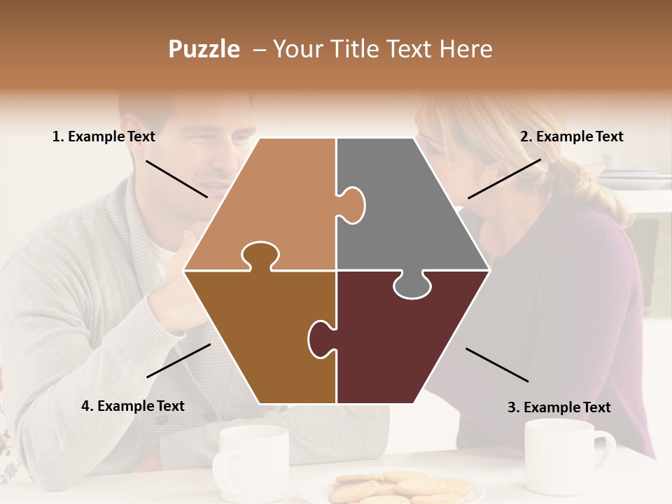 A Man And Woman Sitting At A Table Talking PowerPoint Template