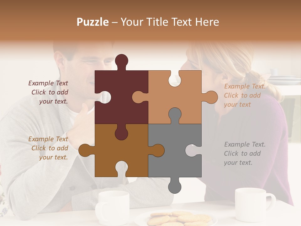 A Man And Woman Sitting At A Table Talking PowerPoint Template