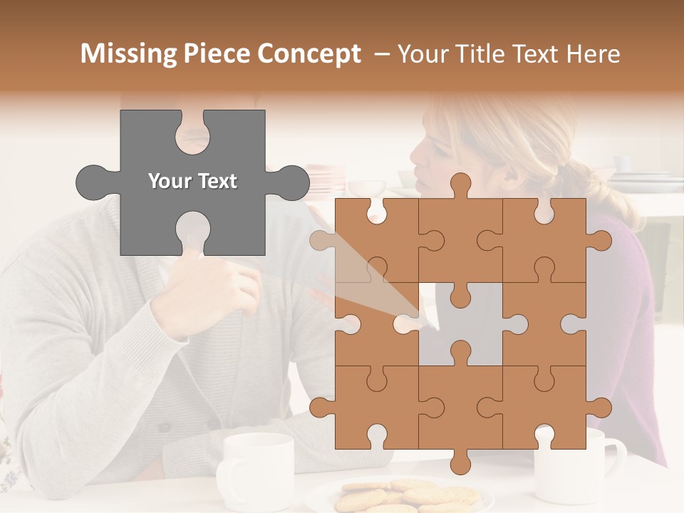 A Man And Woman Sitting At A Table Talking PowerPoint Template