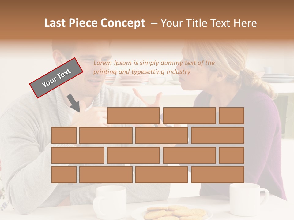 A Man And Woman Sitting At A Table Talking PowerPoint Template