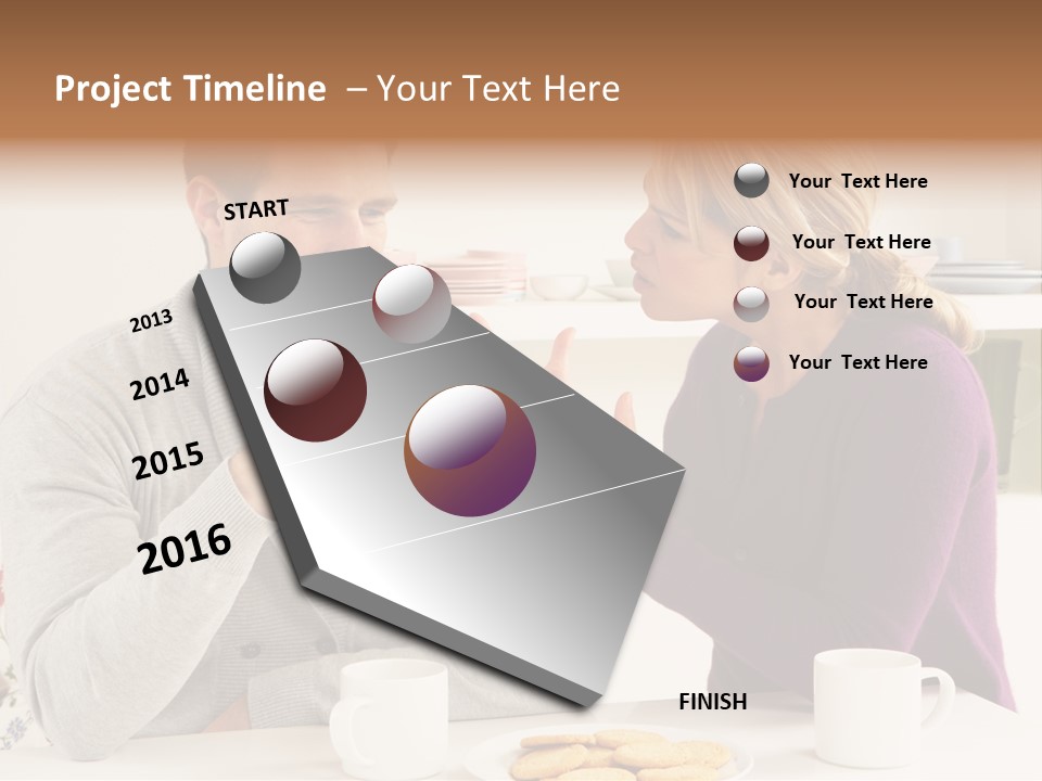 A Man And Woman Sitting At A Table Talking PowerPoint Template