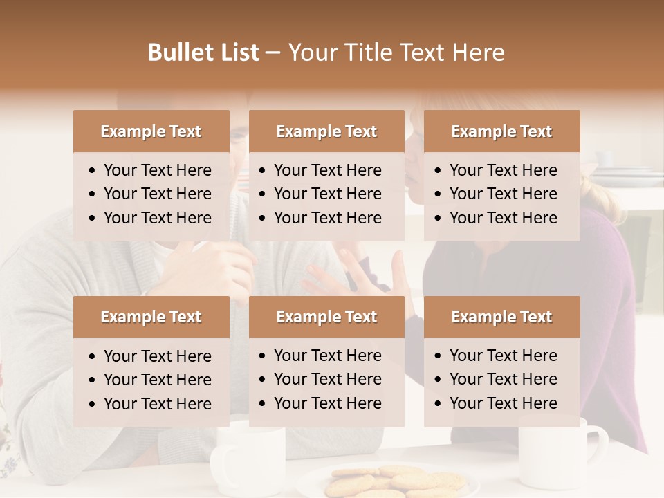A Man And Woman Sitting At A Table Talking PowerPoint Template
