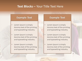 A Man And Woman Sitting At A Table Talking PowerPoint Template