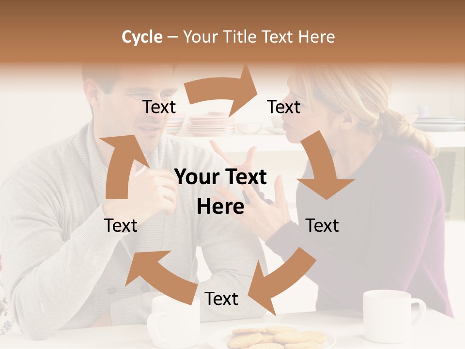 A Man And Woman Sitting At A Table Talking PowerPoint Template