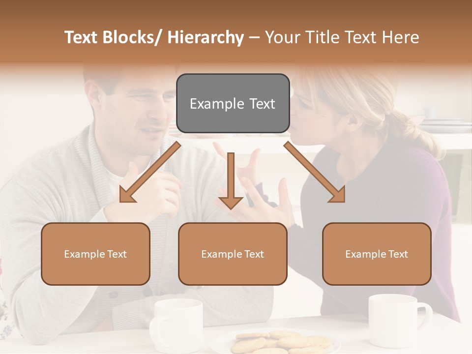 A Man And Woman Sitting At A Table Talking PowerPoint Template