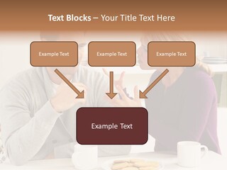 A Man And Woman Sitting At A Table Talking PowerPoint Template