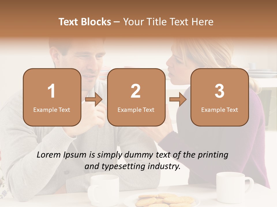 A Man And Woman Sitting At A Table Talking PowerPoint Template